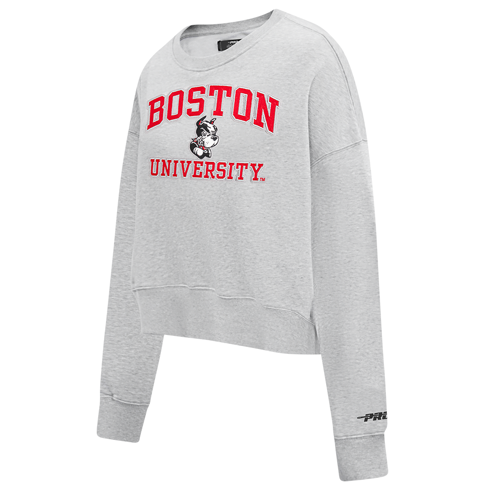 BOSTON UNIVERSITY CLASSIC WOMEN'S FLEECE CREWNECK (HEATHER GREY)