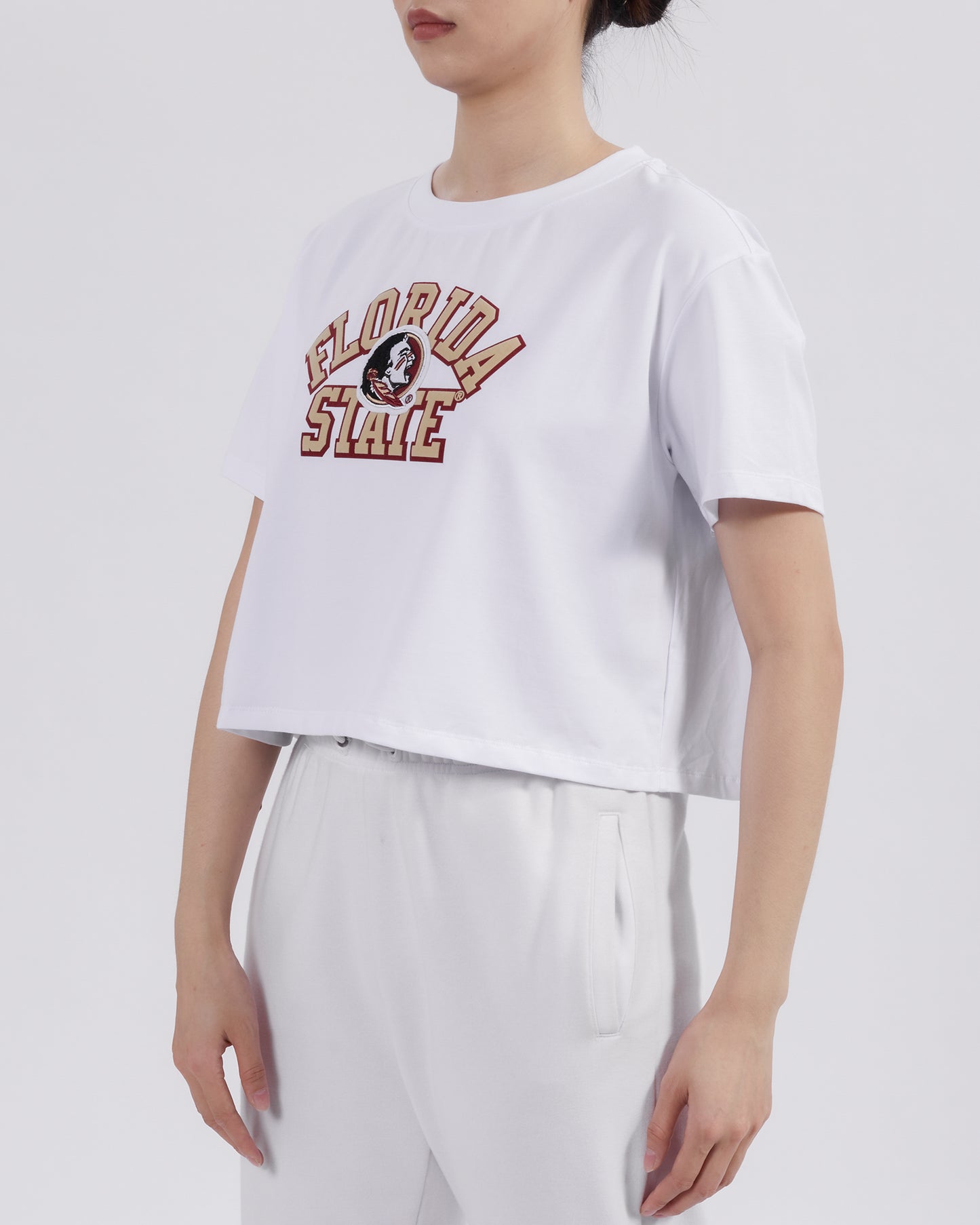 FLORIDA STATE UNIVERSITY CLASSIC WOMEN'S SINGLE JERSEY BOXY TEE (WHITE)