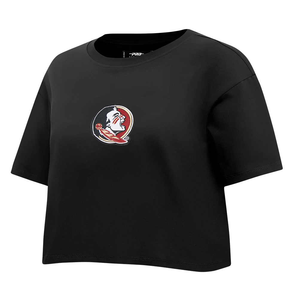 COLLEGE FLORIDA STATE UNIVERSITY WINGSPAN WOMEN'S SJ BOXY TEE (BLACK)
