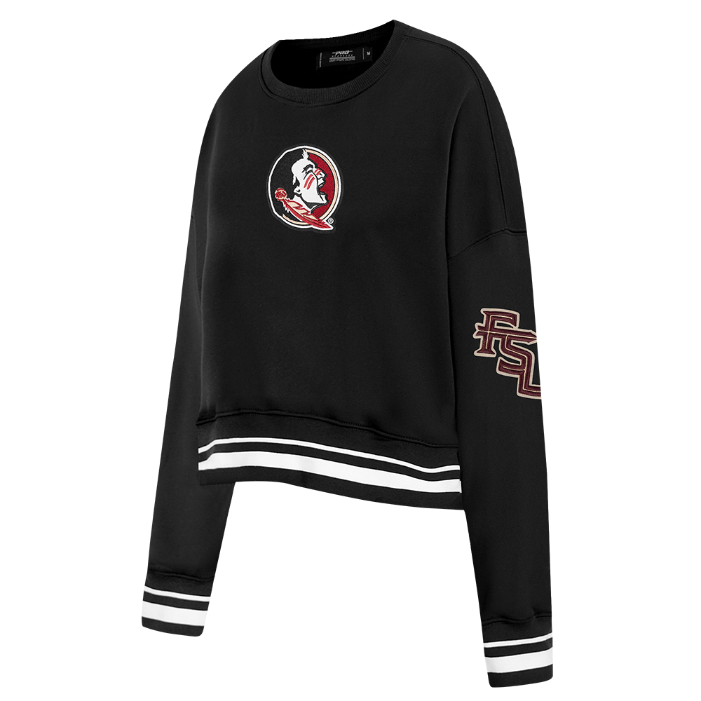 FLORIDA STATE UNIVERSITY CLASSIC WOMEN'S RIB FLEECE CREWNECK (BLACK)