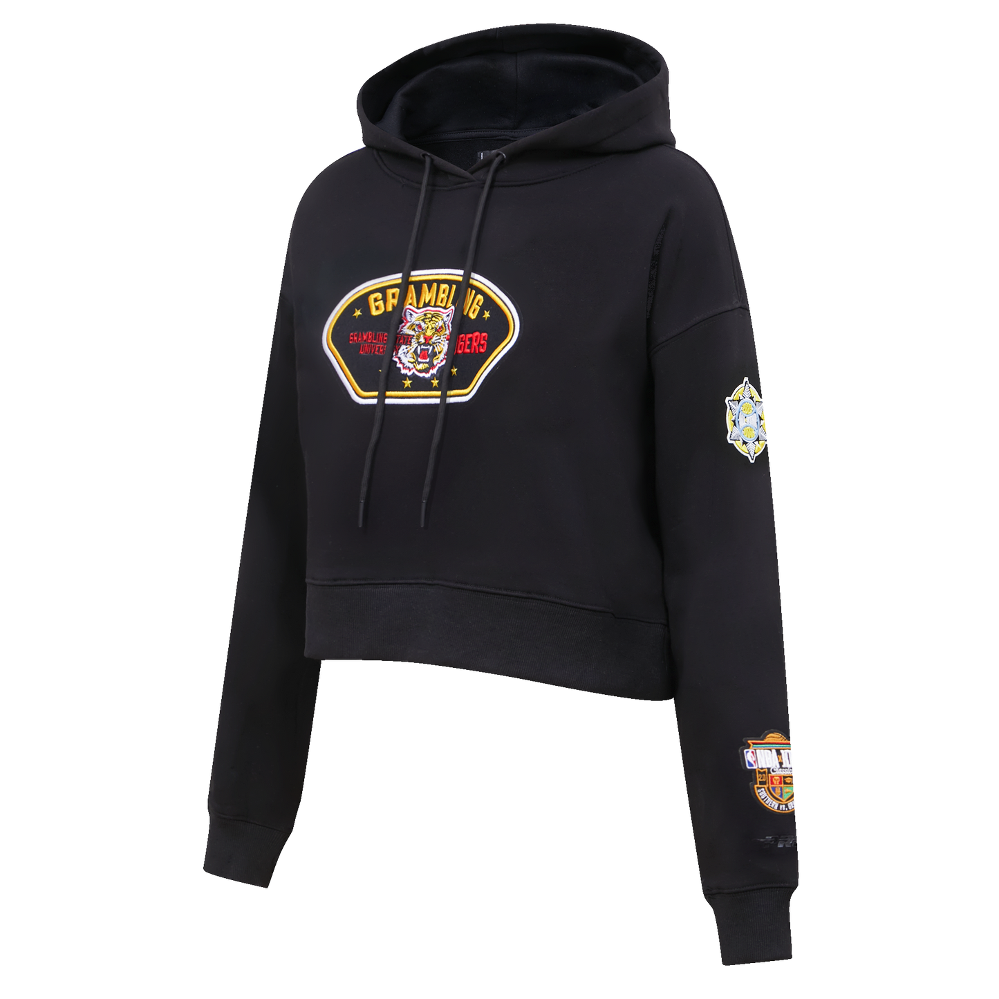NBA X HBCU ALL STAR 2023 WOMEN'S GRAMBLING FLEECE CROPPED PULLOVER HOODIE (BLACK)