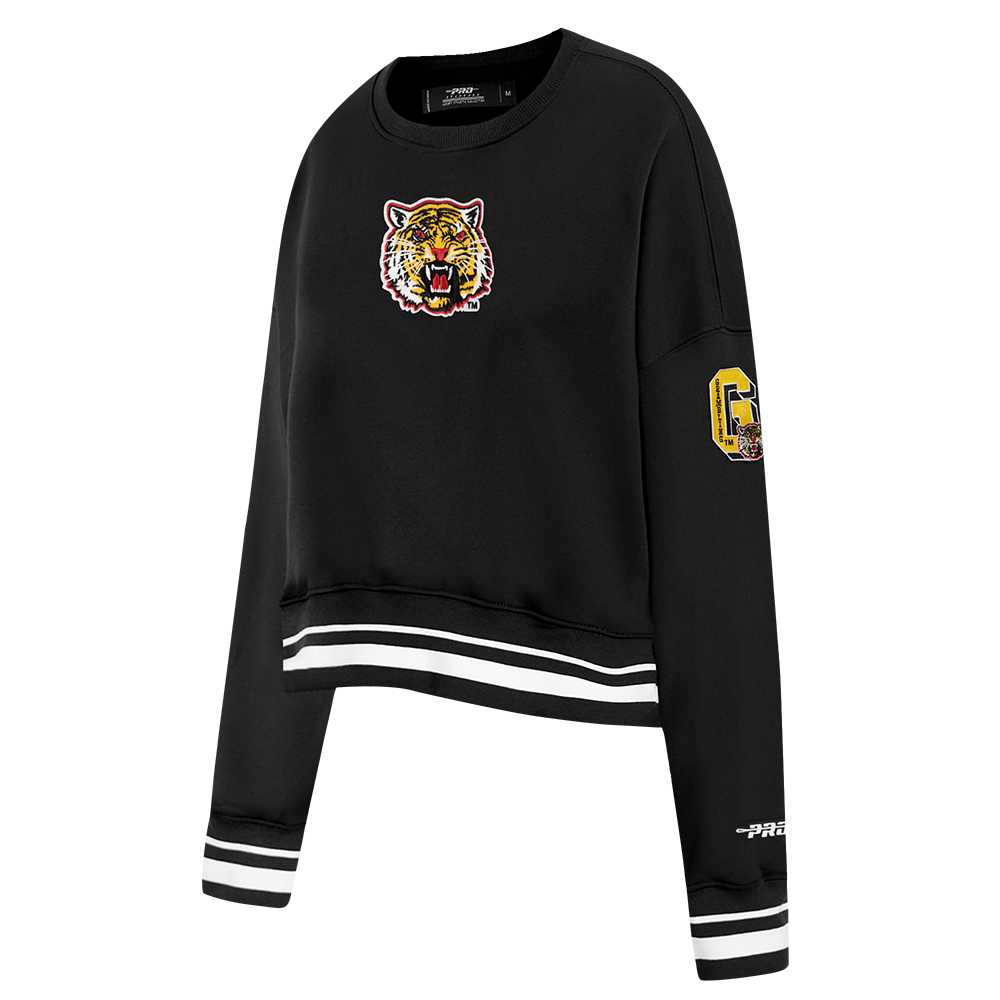 GRAMBLING STATE UNIVERSITY CLASSIC WOMEN'S RIB FLEECE CREWNECK (BLACK)