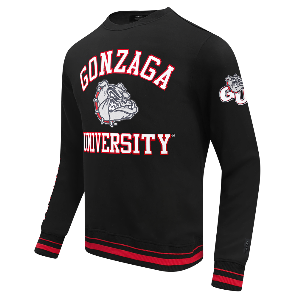 GONZAGA UNIVERSITY CLASSIC MEN'S STACKED LOGO CREWNECK (BLACK/RED/BLACK)