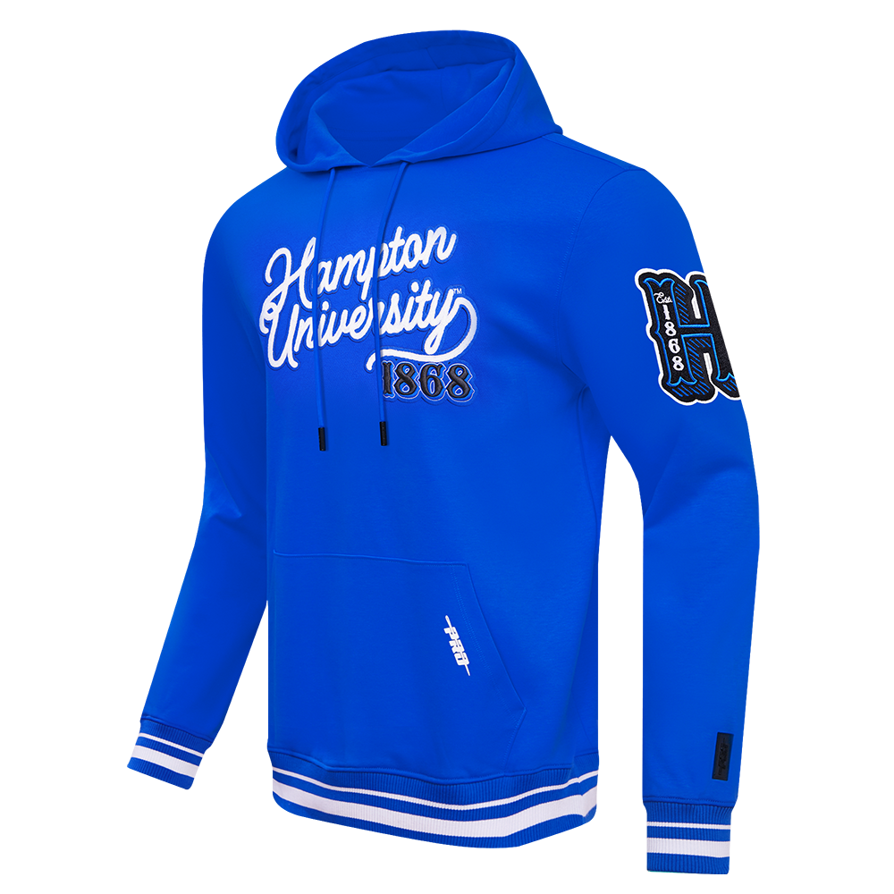 COLLEGE HAMPTON UNIVERSITY VINTAGE VARSITY MEN'S RIB FLC PO HOODIE (ROYAL BLUE)