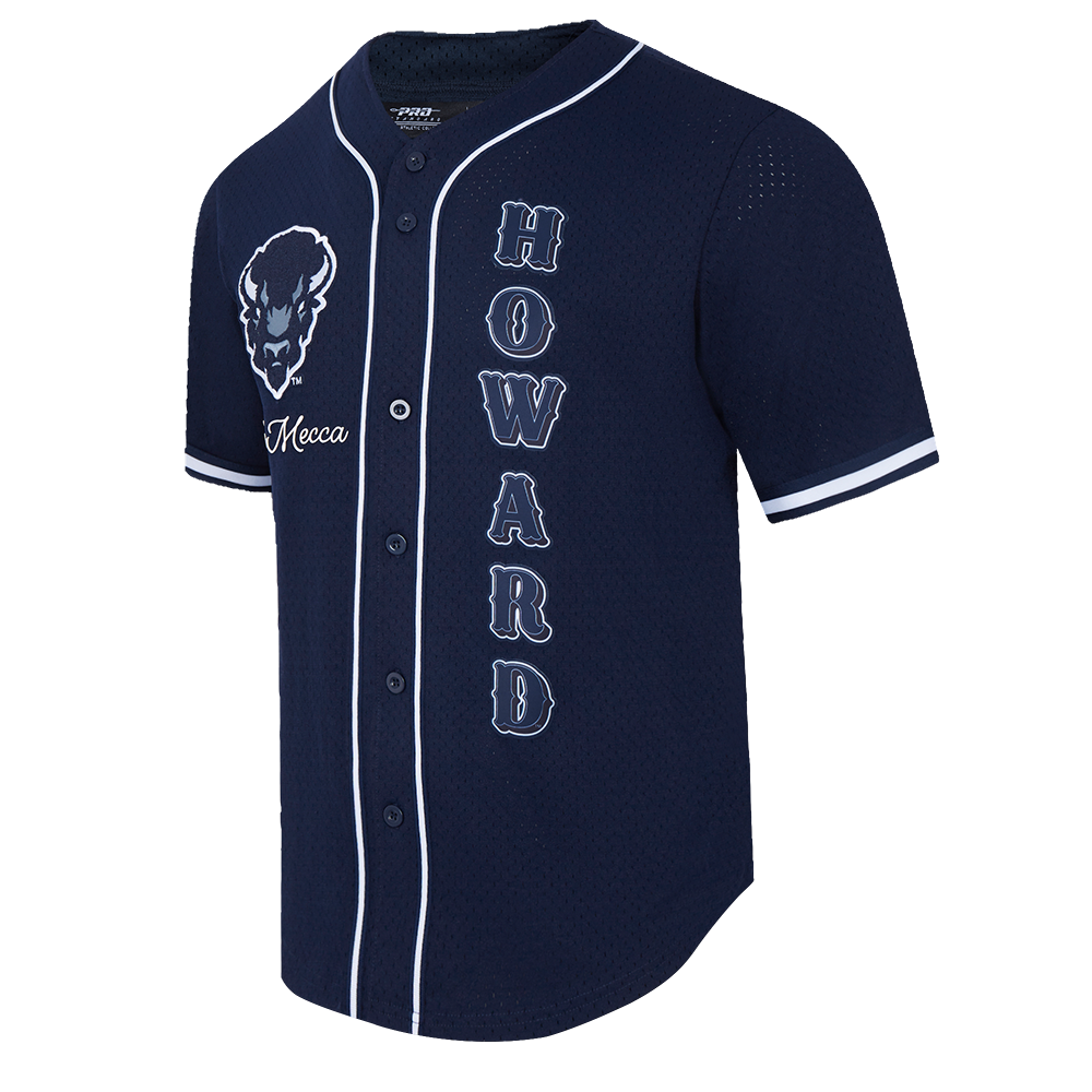 COLLEGE HOWARD UNIVERSITY VINTAGE VARSITY MEN'S MESH BUTTON DOWN SHIRT (MIDNIGHT NAVY)