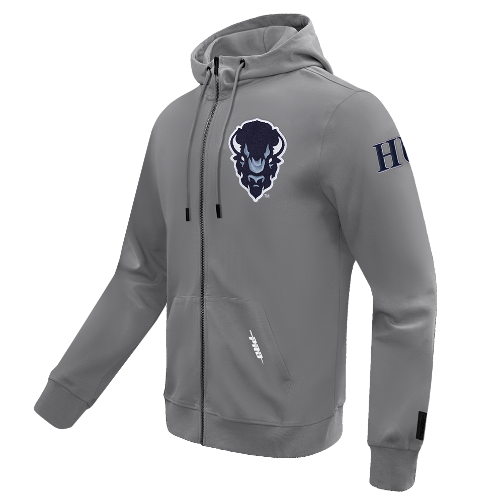 HOWARD UNIVERSITY CLASSIC MEN'S FULL ZIP PULLOVER HOODIE (GRAY)