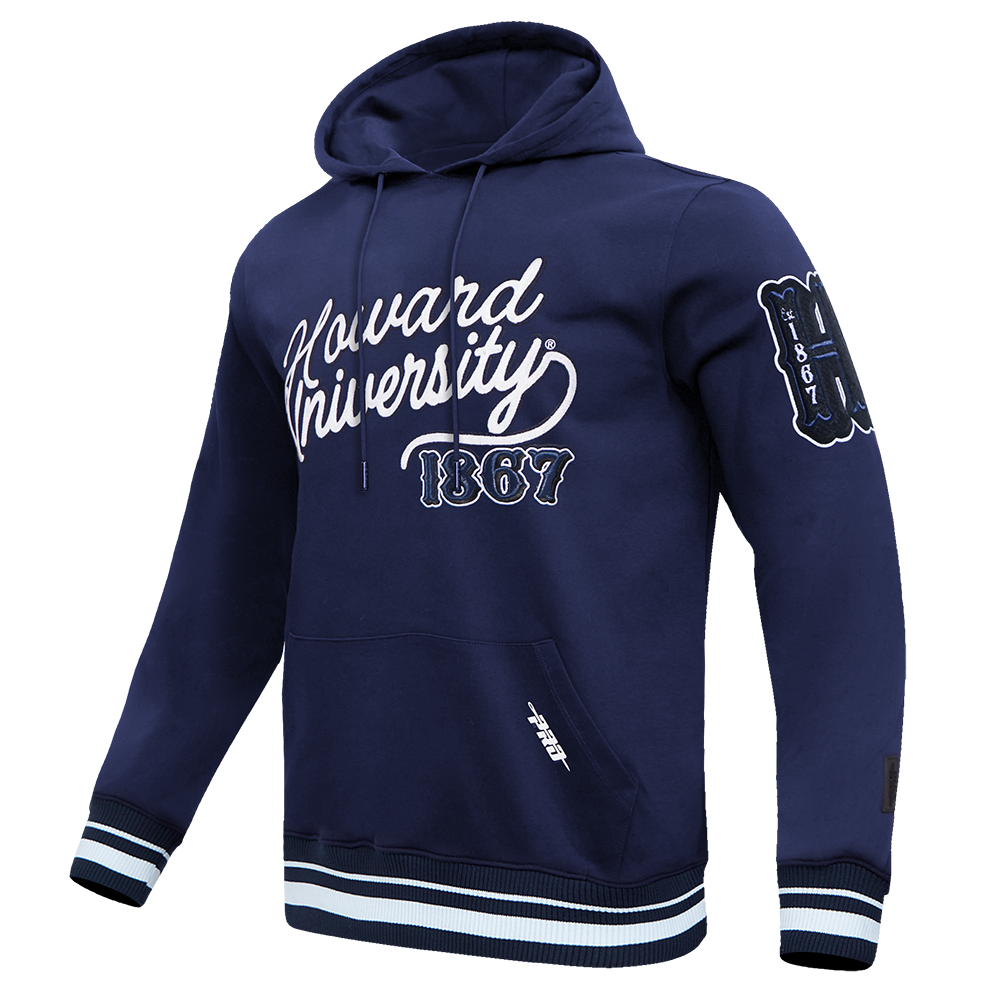 HOWARD UNIVERSITY VINTAGE VARSITY M FLC RIB PO HOODIE (MIDNIGHT NAVY)