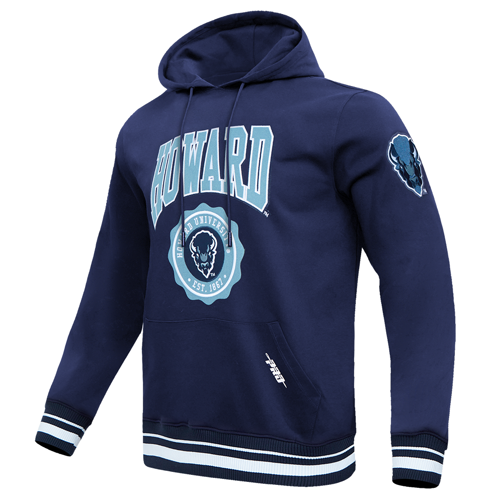 COLLEGE HOWARD UNIVERSITY CREST EMBLEM MEN'S RIB FLC PO HOODIE (MIDNIGHT NAVY)