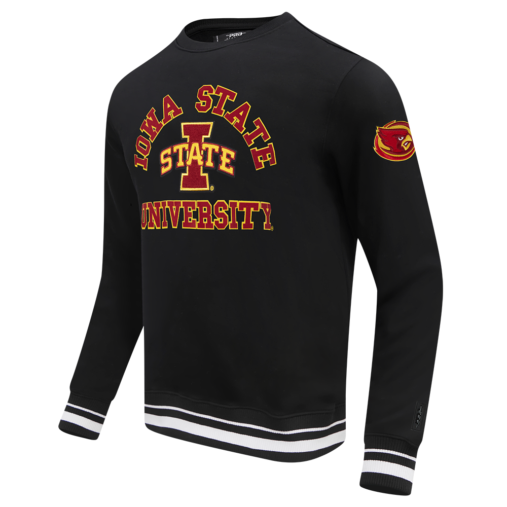 COLLEGE IOWA STATE UNIVERSITY COLLEGE CLASSIC CHENILLE MEN'S RIB FLC CREWNECK (BLACK)