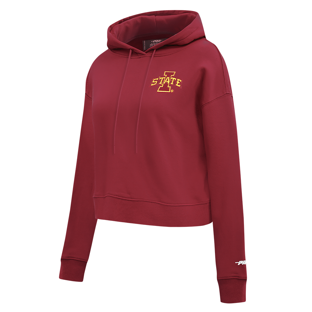 COLLEGE IOWA STATE UNIVERSITY CLASSIC WOMEN'S FLC CROPPED PO HOODIE (CARDINAL RED)