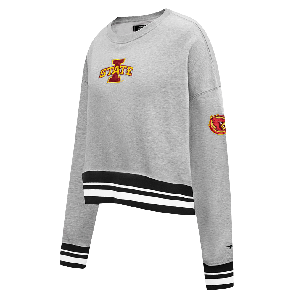 IOWA STATE UNIVERSITY CLASSIC WOMEN'S RIB FLEECE CREWNECK (HEATHER GRAY/BLACK)
