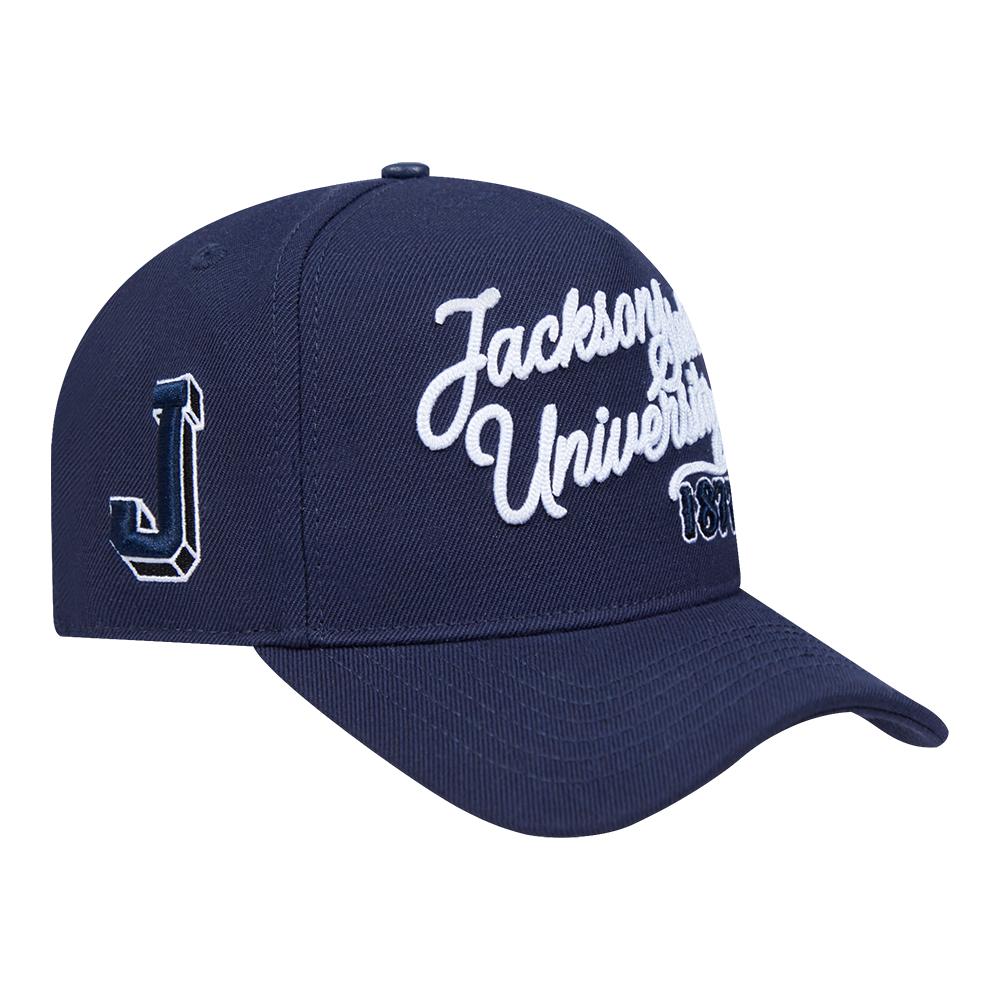 COLLEGE JACKSON STATE UNIVERSITY VINTAGE VARSITY PINCHFRONT SNAPBACK (MIDNIGHT NAVY)