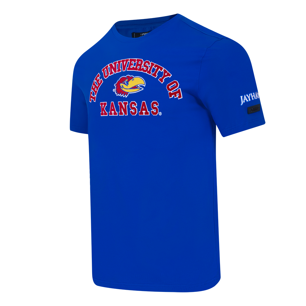 UNIVERSITY OF KANSAS CLASSIC STACKED LOGO SINGLE JERSEY TEE (ROYAL BLUE)