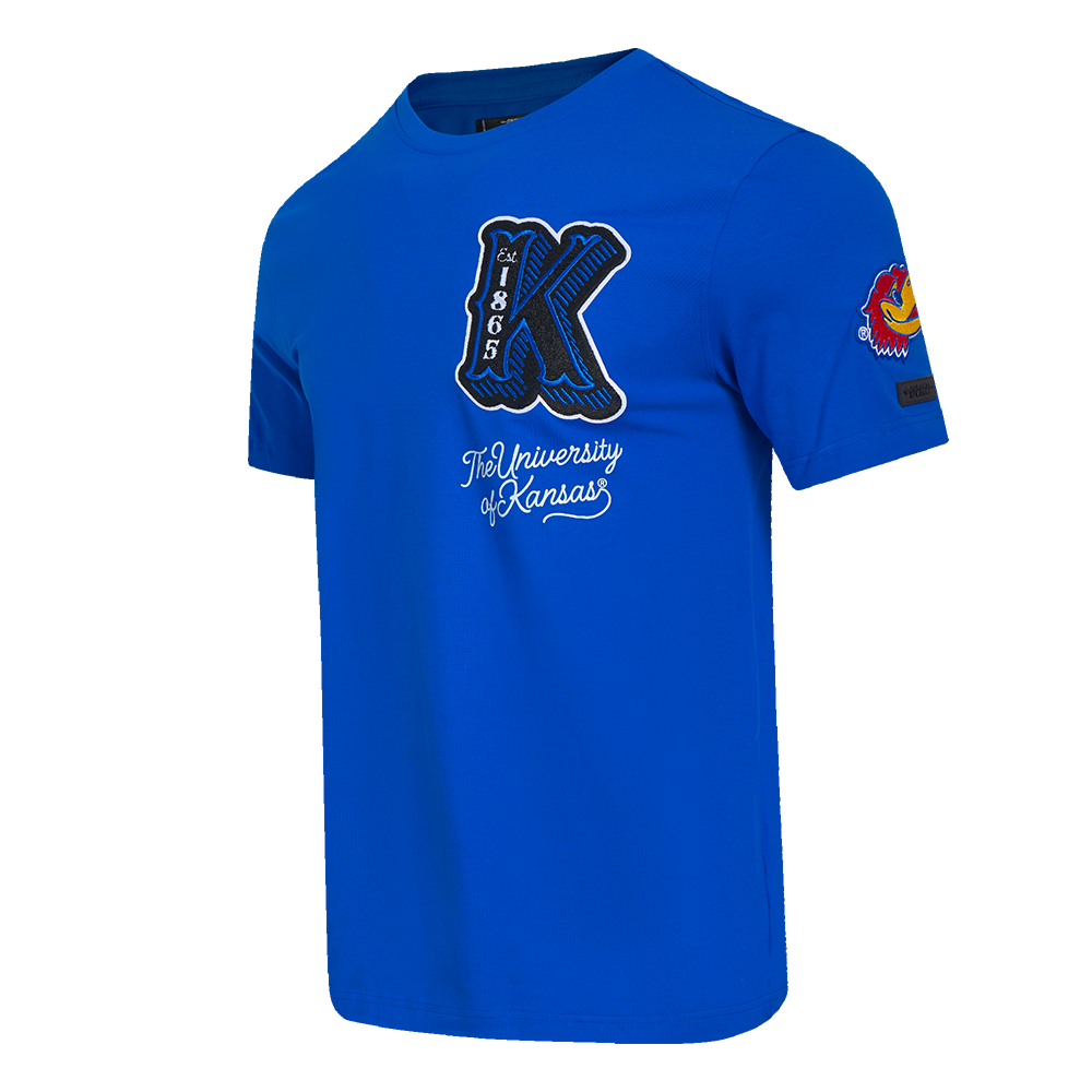 COLLEGE UNIVERSITY OF KANSAS VINTAGE VARSITY MEN'S SJ TEE (ROYAL BLUE)