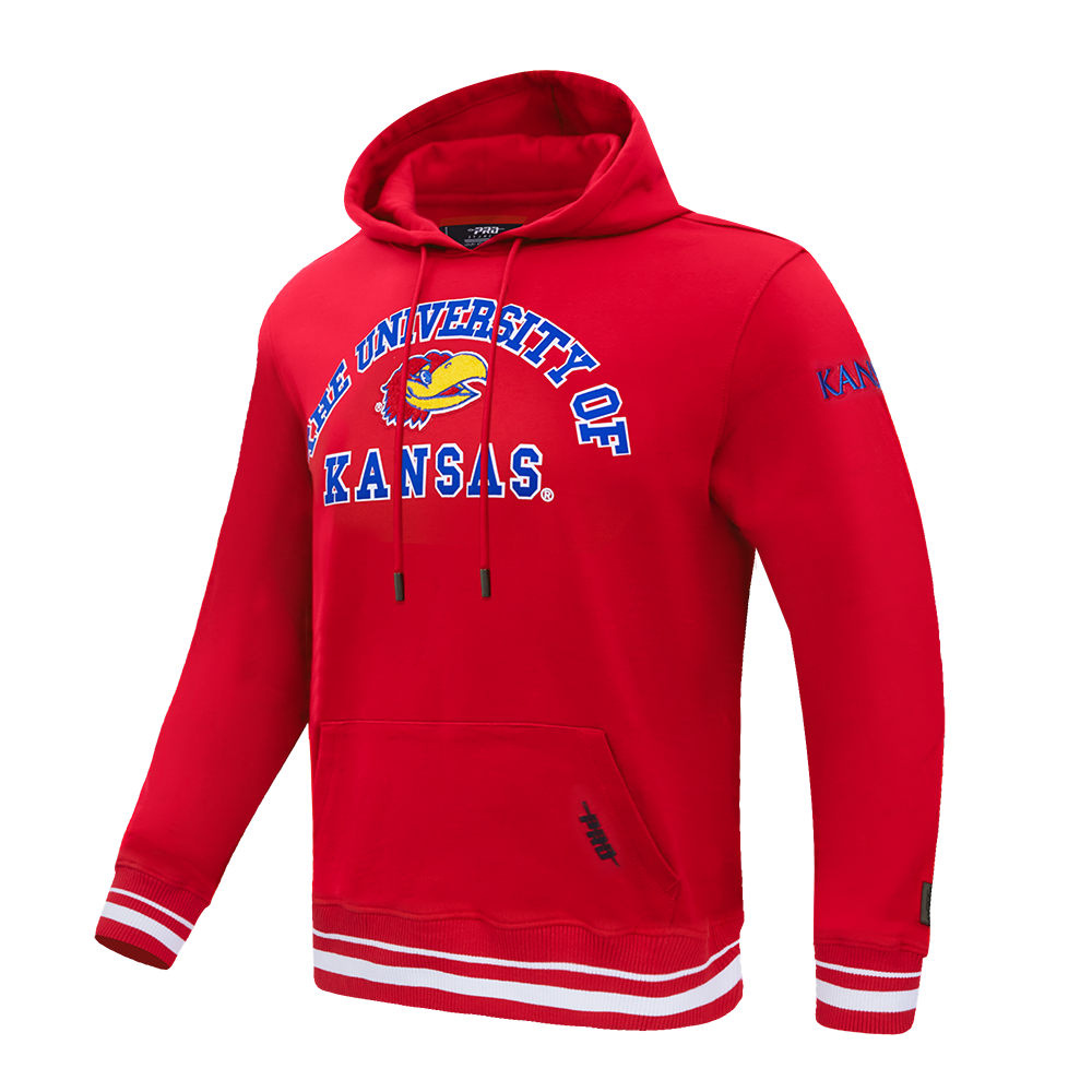 UNIVERSITY OF KANSAS CLASSIC MEN'S STACKED LOGO FLC PO HOODIE (RED)