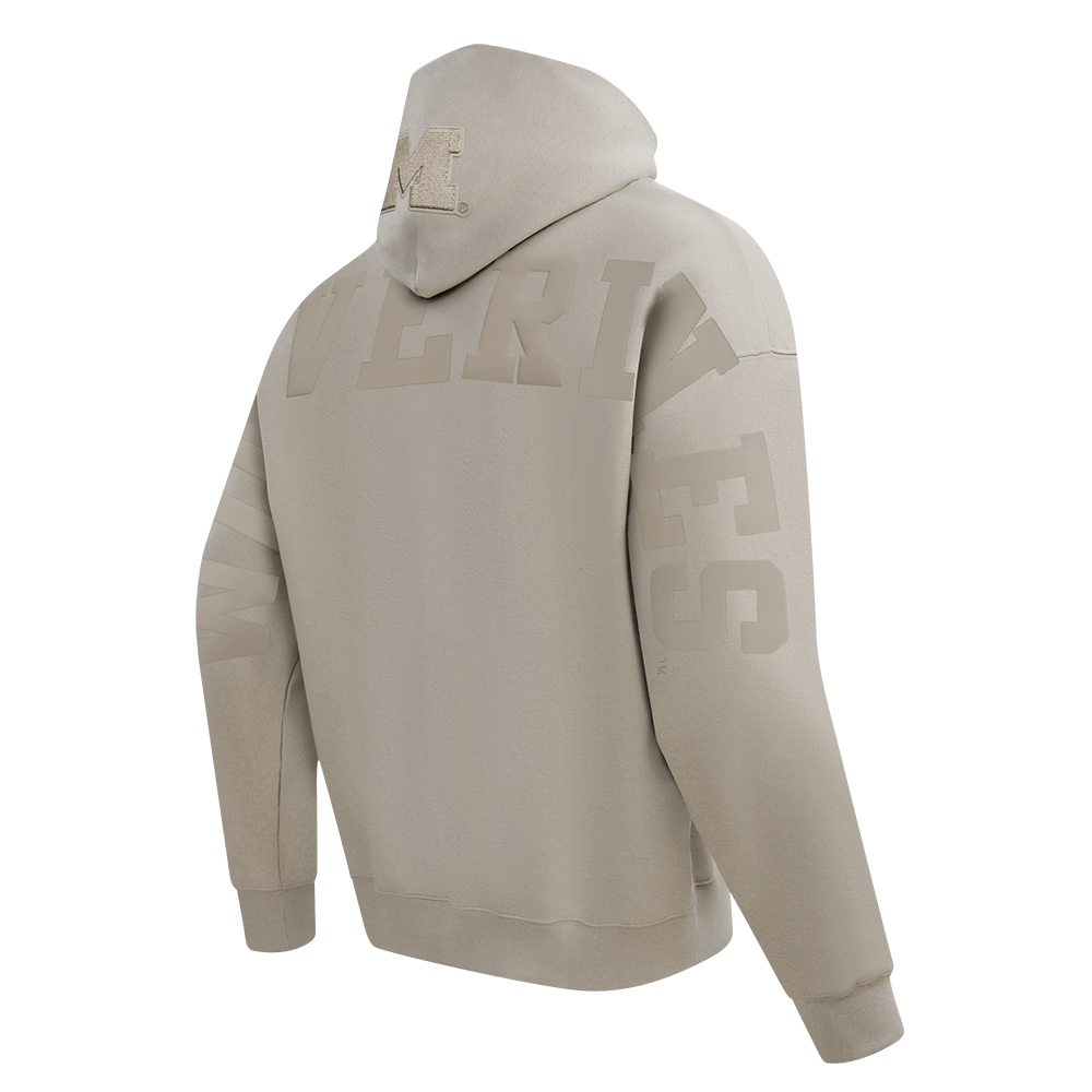 UNIVERSITY OF MICHIGAN WINGSPAN MEN'S DROP SHOULDER FLC PO HOODI (TAUPE)