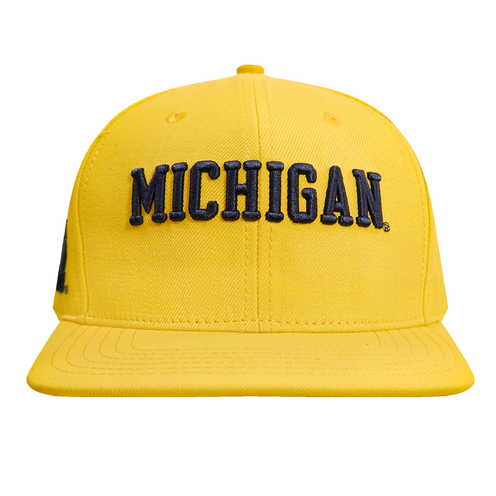 UNIVERSITY OF MICHIGAN CLASSIC UNISEX WOOL SNAPBACK HAT YELLOW Pro Standard
