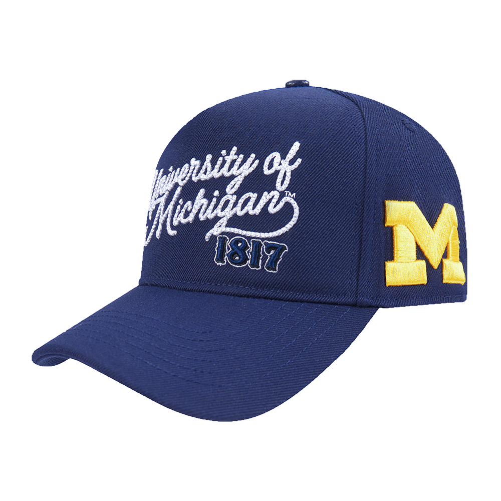 COLLEGE UNIVERSITY OF MICHIGAN VINTAGE VARSITY PINCHFRONT SNAPBACK H (MIDNIGHT NAVY)
