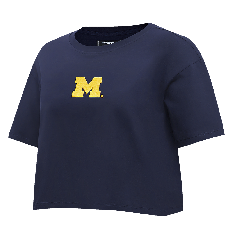 COLLEGE UNIVERSITY OF MICHIGAN WINGSPAN WOMEN'S SJ BOXY TEE (MIDNIGHT NAVY)