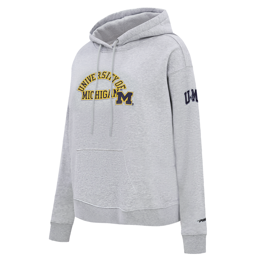 COLLEGE UNIVERSITY OF MICHIGAN CLASSIC WOMEN'S FLC PO HOODIE (HEATHER GREY)