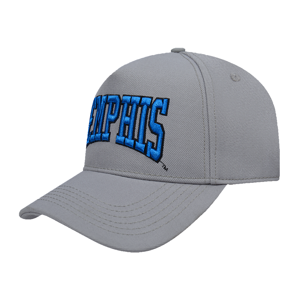 COLLEGE UNIVERSITY OF MEMPHIS CREST EMBLEM MEN'S PINCH FRONT STRAPBACK H (GRAY)