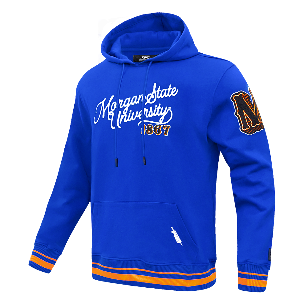 COLLEGE MORGAN STATE UNIVERSITY VINTAGE VARSITY MEN'S FLC RIB PO HOODIE (ROYAL/ORANGE/ROYAL)