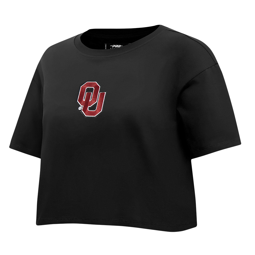 COLLEGE UNIVERSITY OF OKLAHOMA WINGSPAN WOMEN'S SJ BOXY TEE (BLACK)