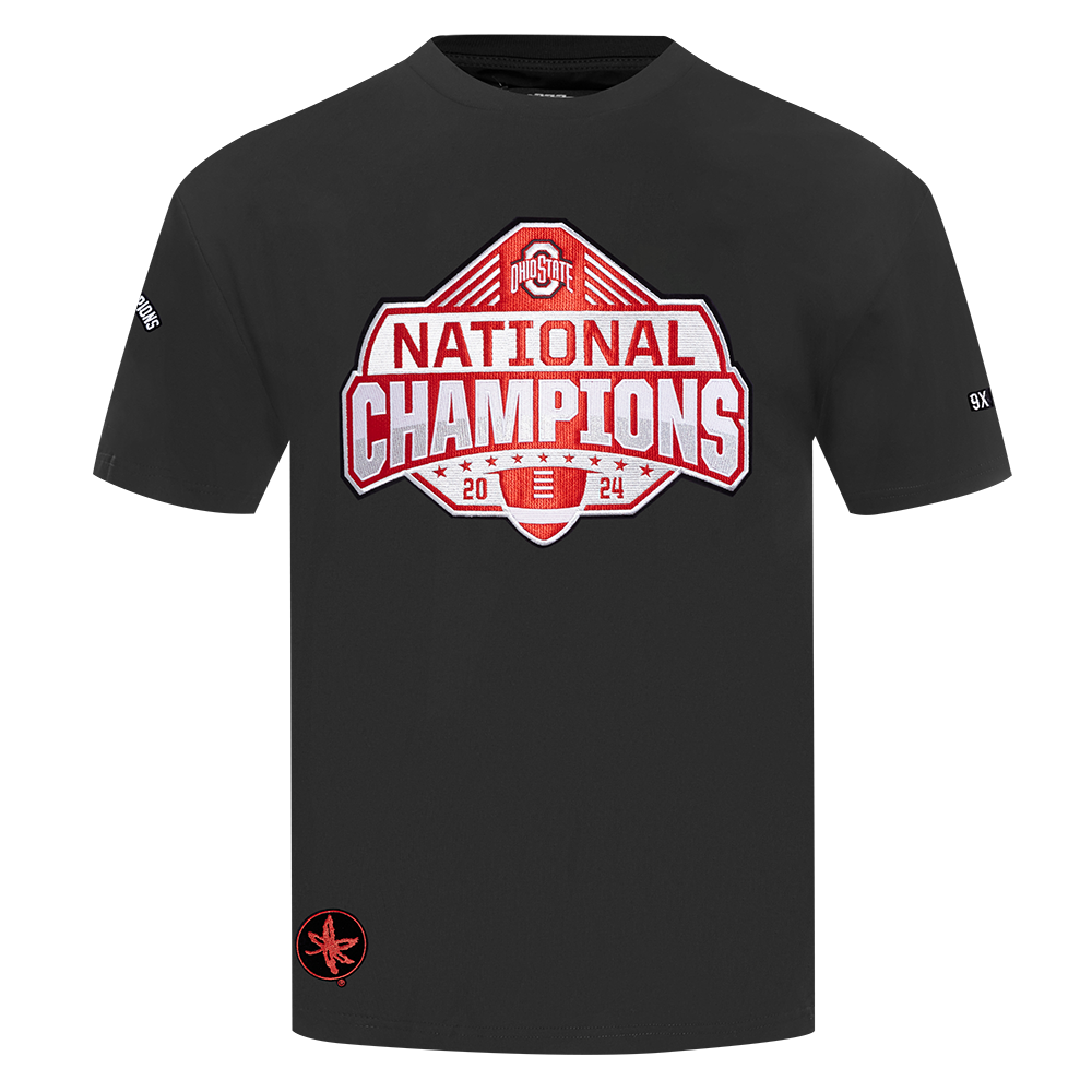 OHIO STATE UNIVERSITY CHAMPIONS MEN'S RIB SATIN JACKET (BLACK/RED/BLACK)