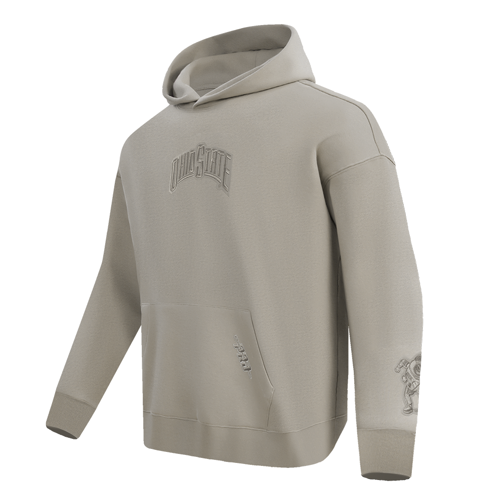 COLLEGE OHIO STATE UNIVERSITY WINGSPAN MEN'S DROP SHOULDER FLC PO HOODIE (TAUPE)
