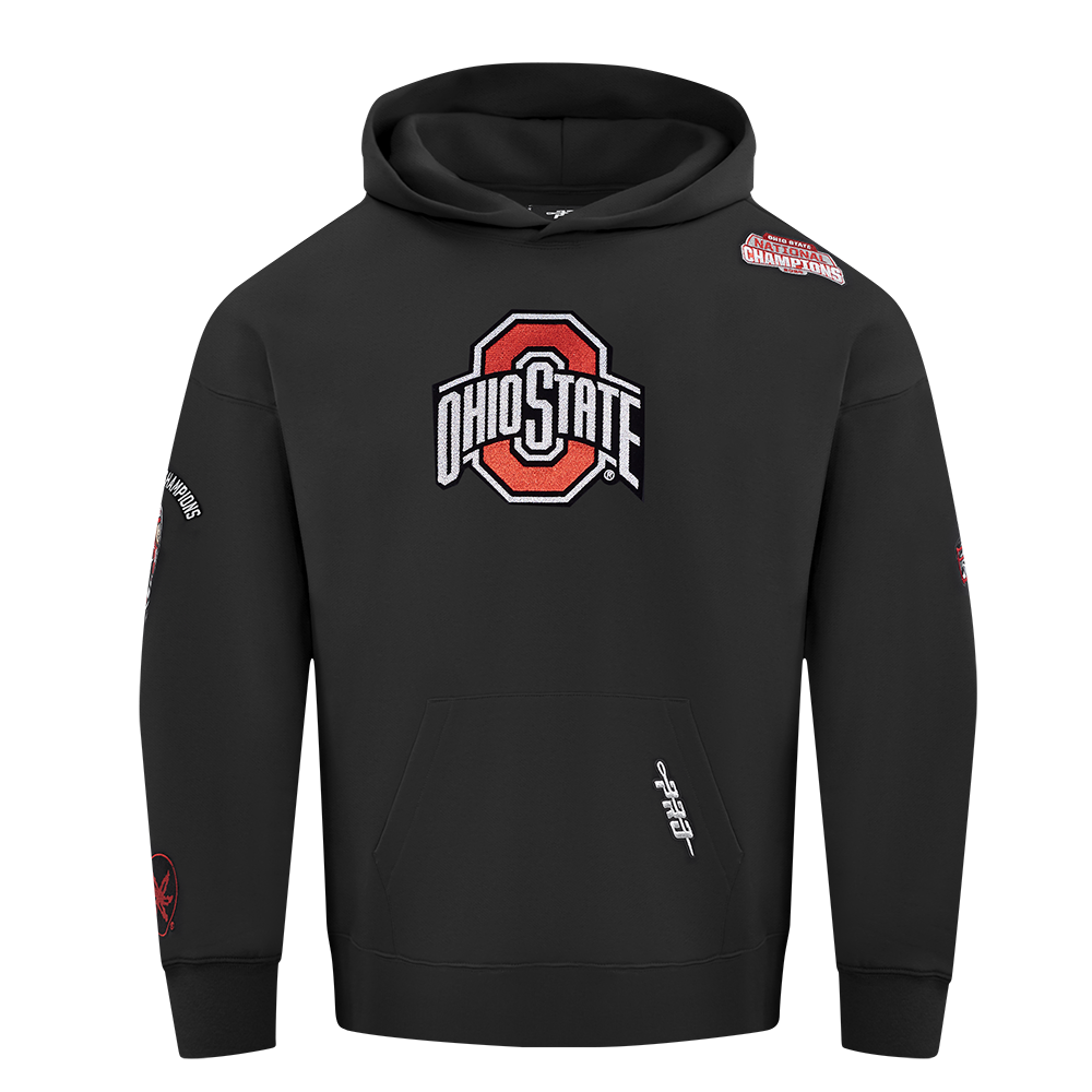 OHIO STATE UNIVERSITY CHAMPIONS MEN'S RIB SATIN JACKET (BLACK/RED/BLACK)