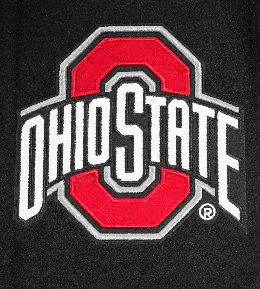 OHIO STATE UNIVERSITY CLASSIC MEN'S WOOL VARSITY JACKET (BLACK/WHITE)