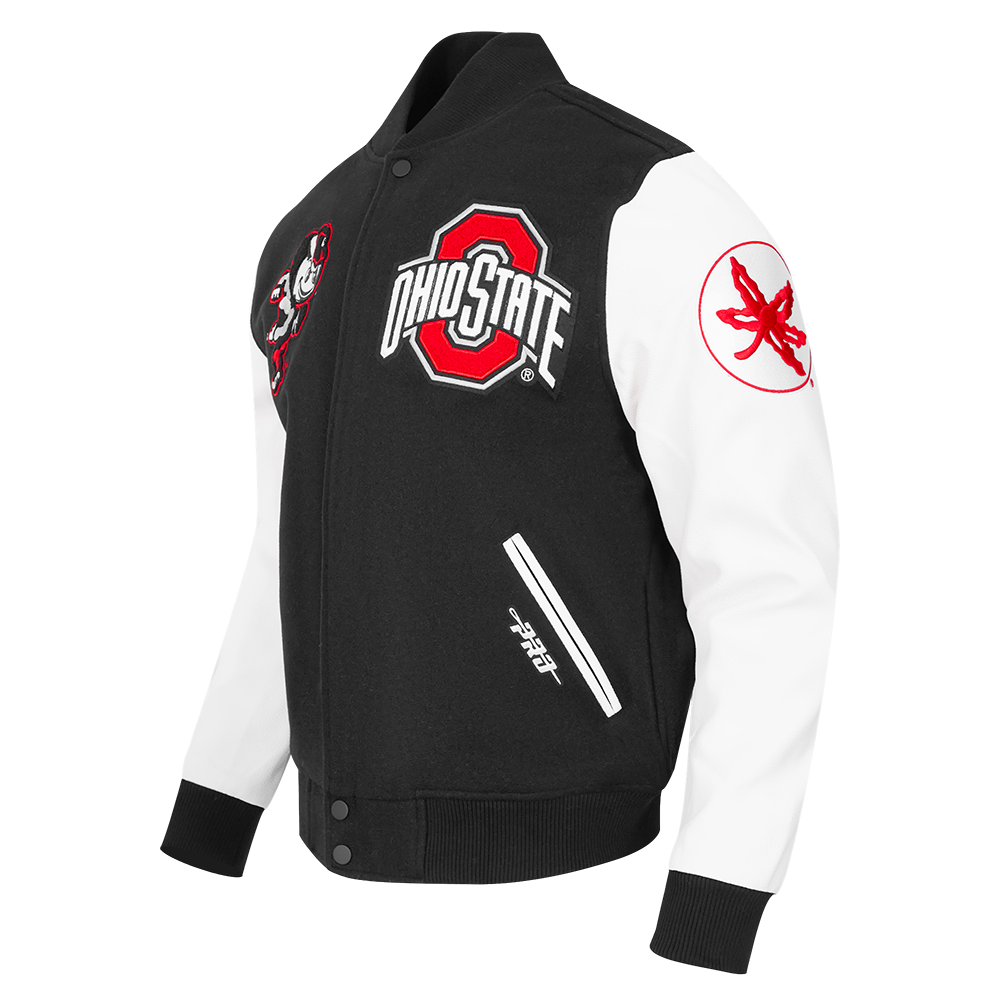 OHIO STATE UNIVERSITY CLASSIC MEN'S WOOL VARSITY JACKET (BLACK/WHITE)