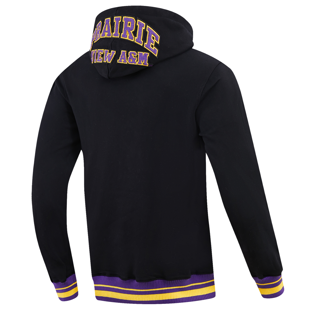 PRAIRIE VIEW A&M UNIVERSITY CLASSIC MEN'S STACKED LOGO PO HOOD (BLACK/PURPLE)