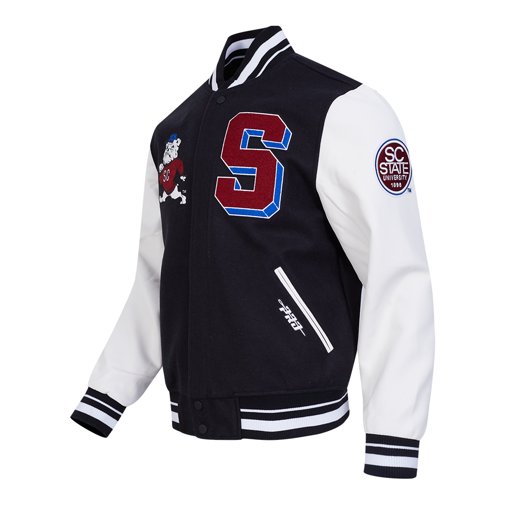 SOUTH CAROLINA STATE UNIVERSITY CLASSIC RIB WOOL VARSITY JAC (BLACK/WHITE M60030)