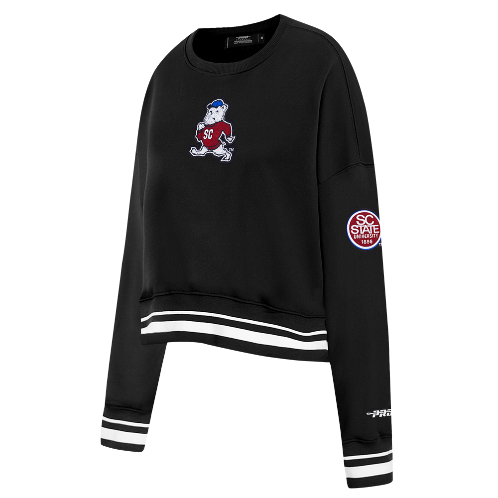 SOUTH CAROLINA STATE UNIVERSITY CLASSIC WOMEN'S RIB FLEECE CREWNECK (BLACK)