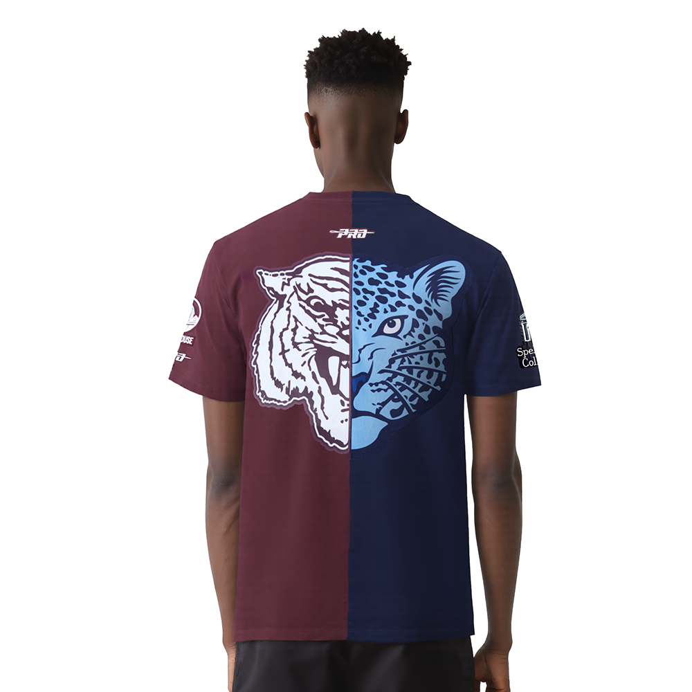 COLLEGE SPELHOUSE HOMECOMING MEN'S DROP SHOULDER SPLIT TEE (MIDNIGHT NAVY/ WINE)