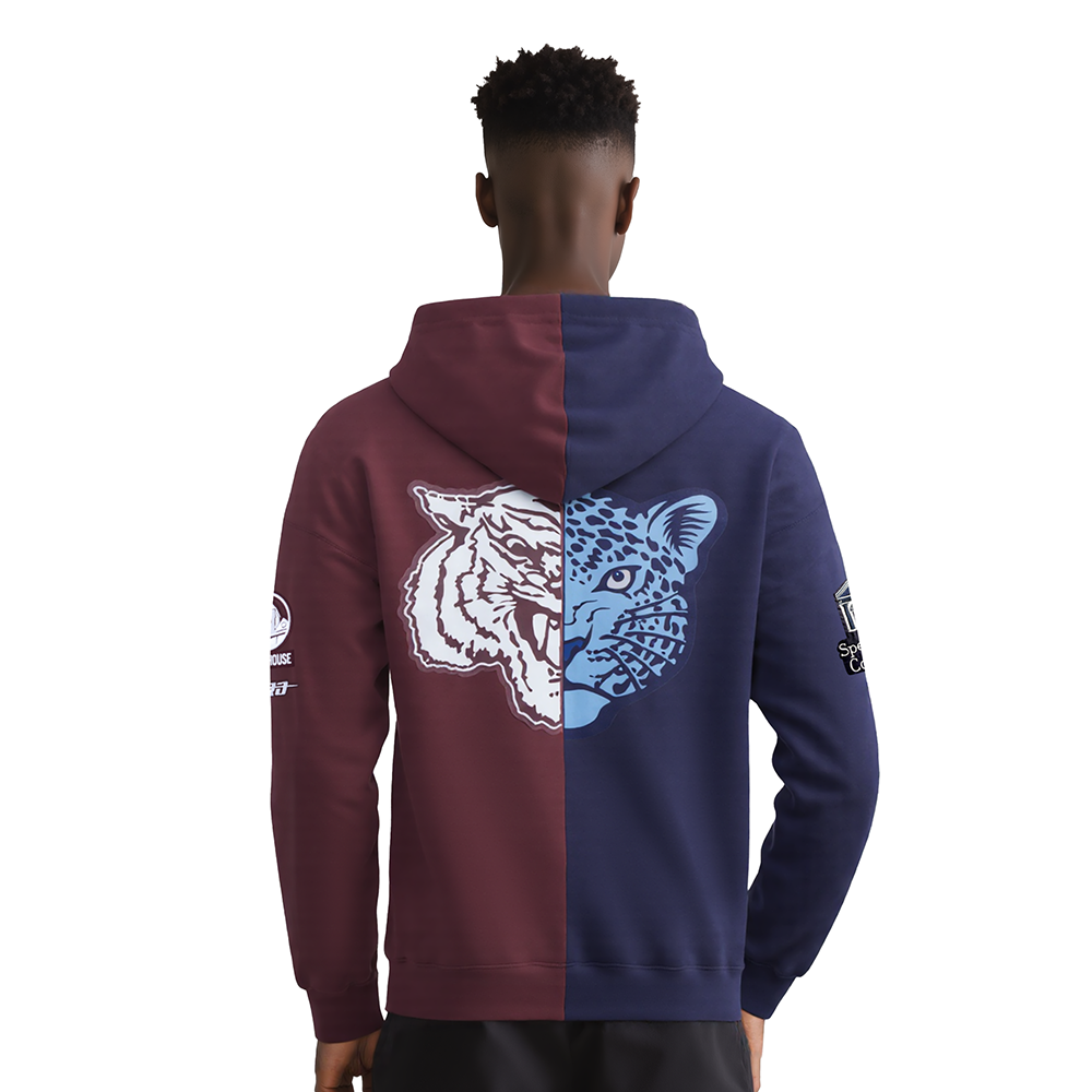 COLLEGE SPELHOUSE HOMECOMING MEN'S SPLIT FLC PO HOODIE (MIDNIGHT NAVY/ WINE)