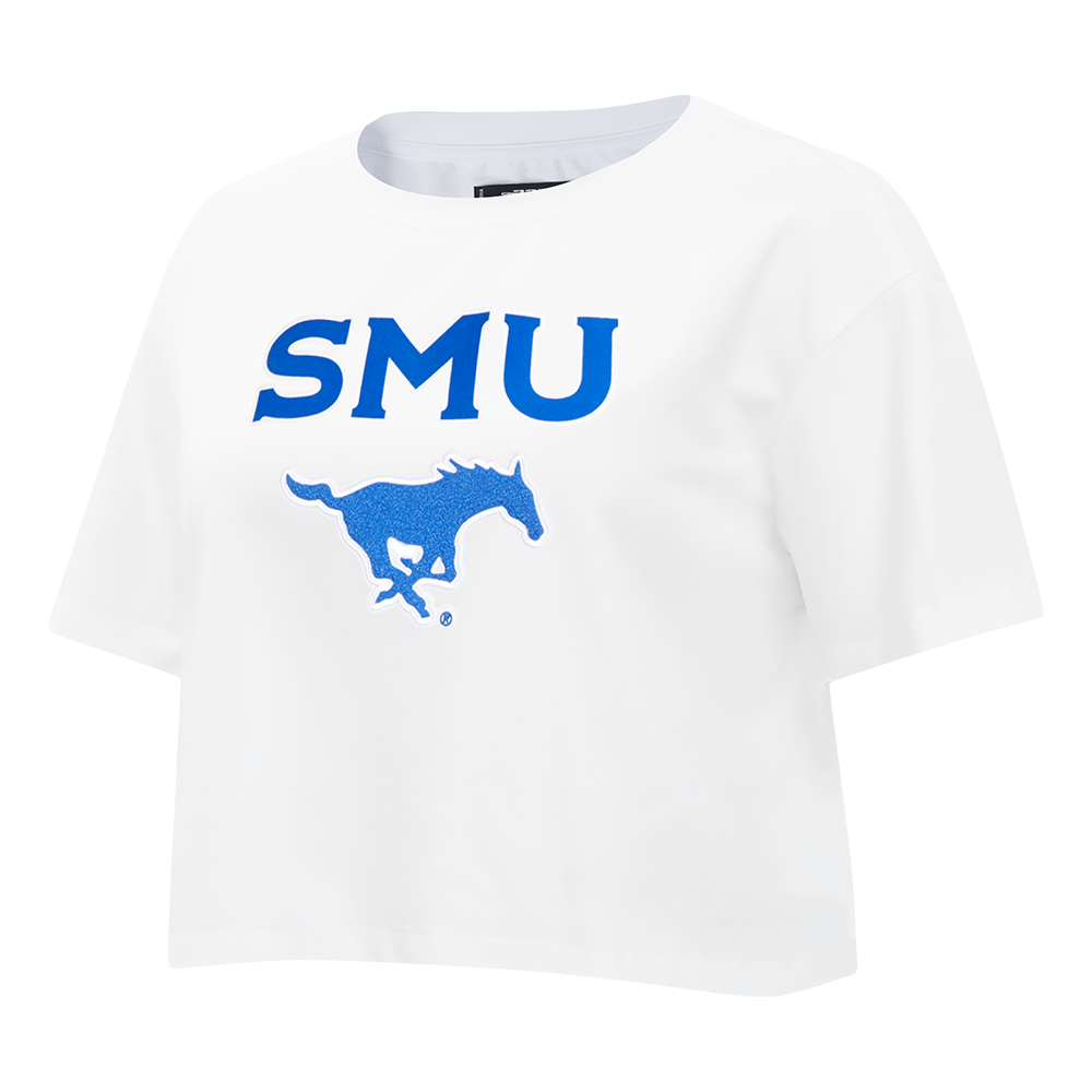 COLLEGE SOUTHERN METHODIST UNIVERSITY CLASSIC WOMEN'S SJ BOXY TEE (WHITE)