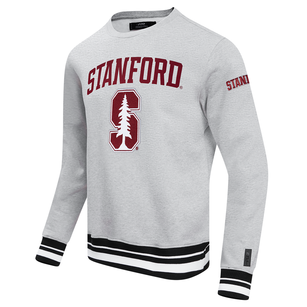 STANFORD UNIVERSITY CLASSIC STACKED LOGO FLEECE CREWNECK (HEATHER GRAY/BLACK)