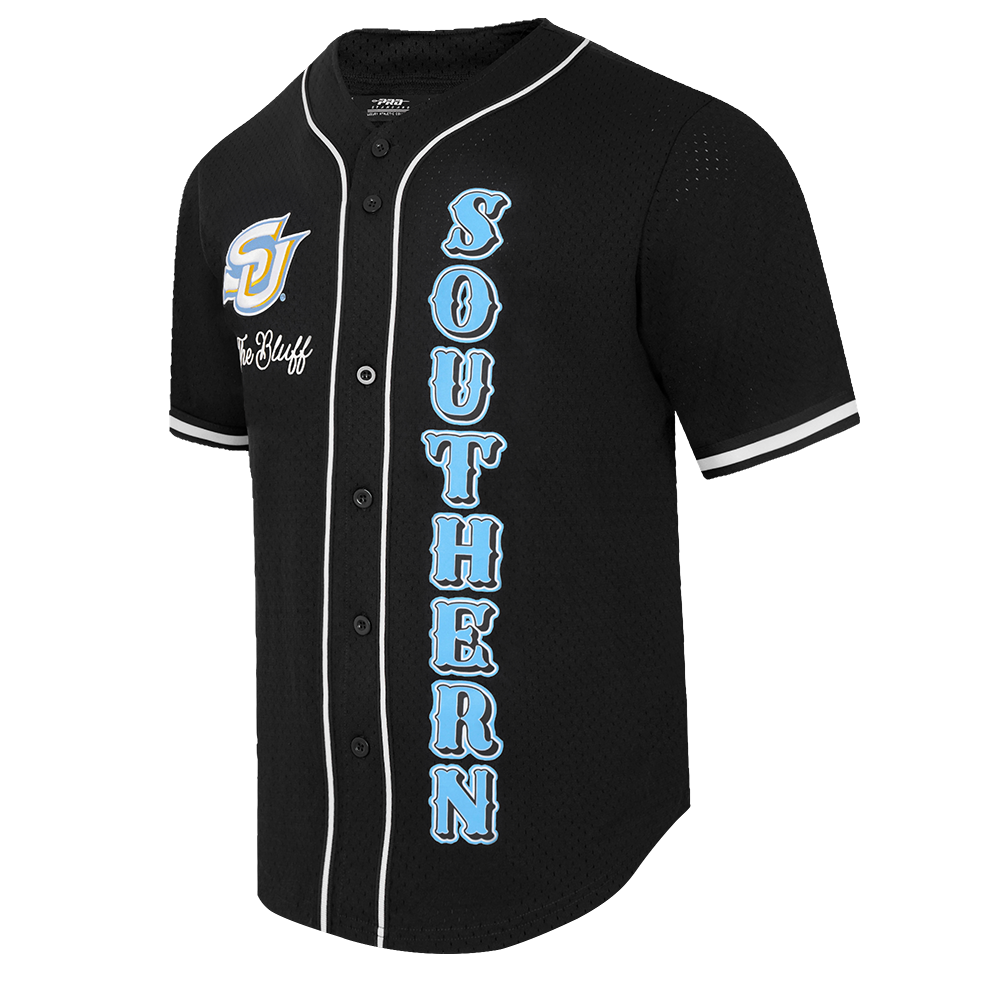 COLLEGE SOUTHERN UNIVERSITY VINTAGE VARSITY MEN'S MESH BUTTON DOWN SHIRT (BLACK)