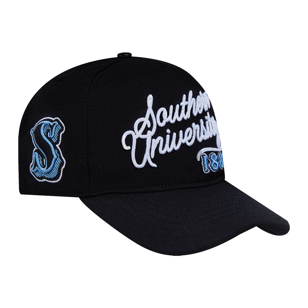 COLLEGE SOUTHERN UNIVERSITY VINTAGE VARSITY PINCHFRONT SNAPBACK HAT (BLACK)