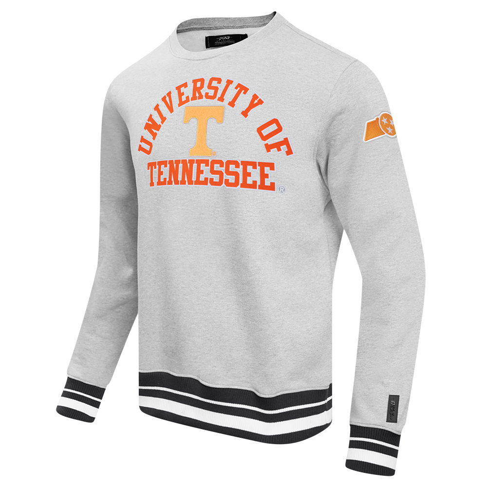 UNIVERSITY OF TENNESSEE CLASSIC STACKED LOGO FLEECE CREWNECK (HEATHER GRAY/BLACK)