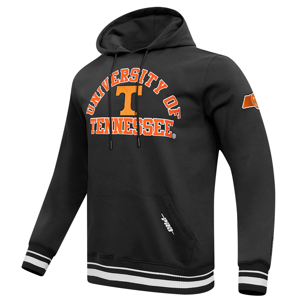 UNIVERSITY OF TENNESSEE CLASSIC STACKED LOGO FLEECE PULLOVER HOODIE (BLACK)