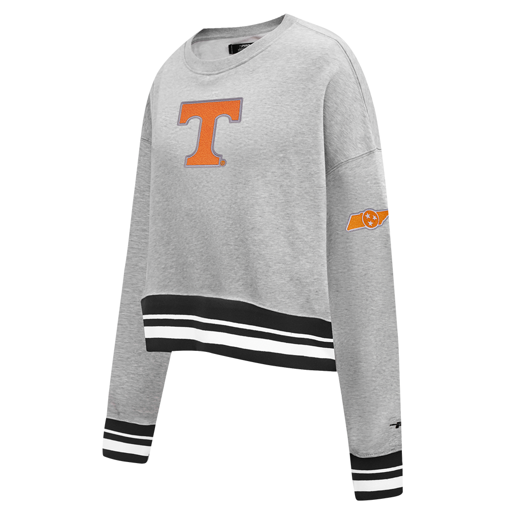 UNIVERSITY OF TENNESSEE CLASSIC WOMEN'S RIB FLEECE CREWNECK (HEATHER GRAY/BLACK)