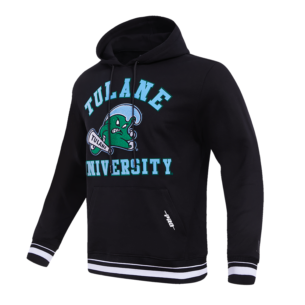 TULANE UNIVERSITY CLASSIC MEN'S STACKED LOGO PO HOODIE (BLACK)