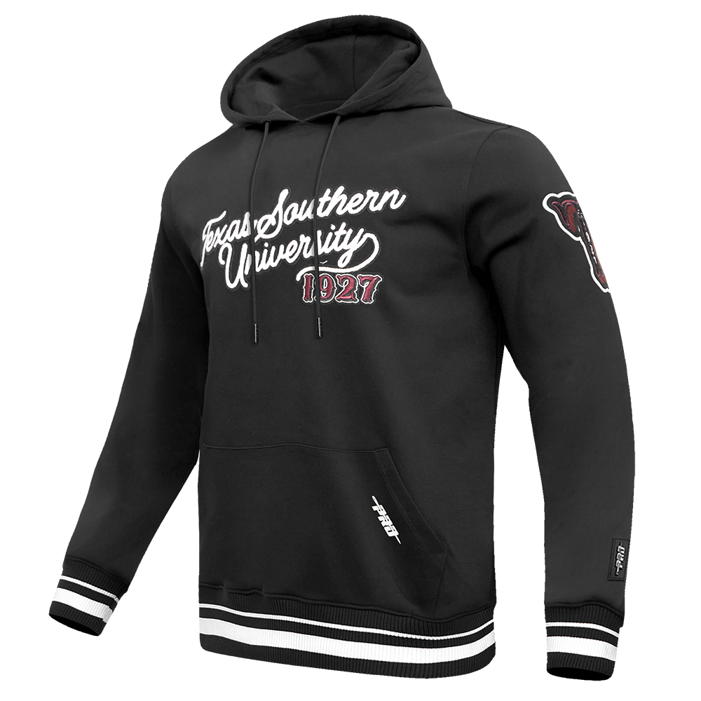 COLLEGE TEXAS SOUTHERN UNIVERSITY VINTAGE VARSITY MEN'S FLC RIB PO HOODI (BLACK)