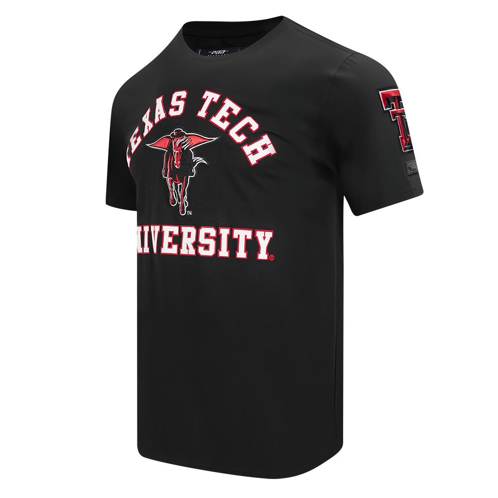 TEXAS TECH UNIVERSITY CLASSIC STACKED LOGO SINGLE JERSEY TEE (BLACK)