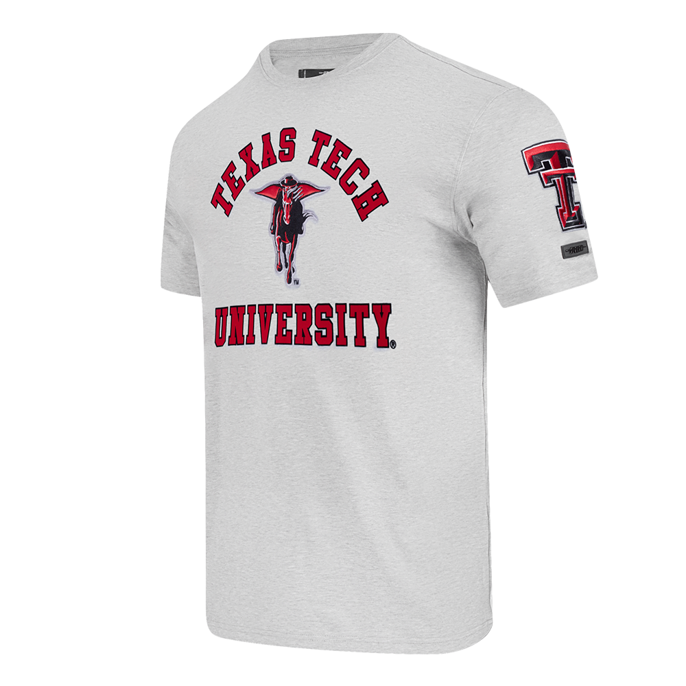 TEXAS TECH UNIVERSITY CLASSIC STACKED LOGO SINGLE JERSEY TEE (HEATHER GREY)