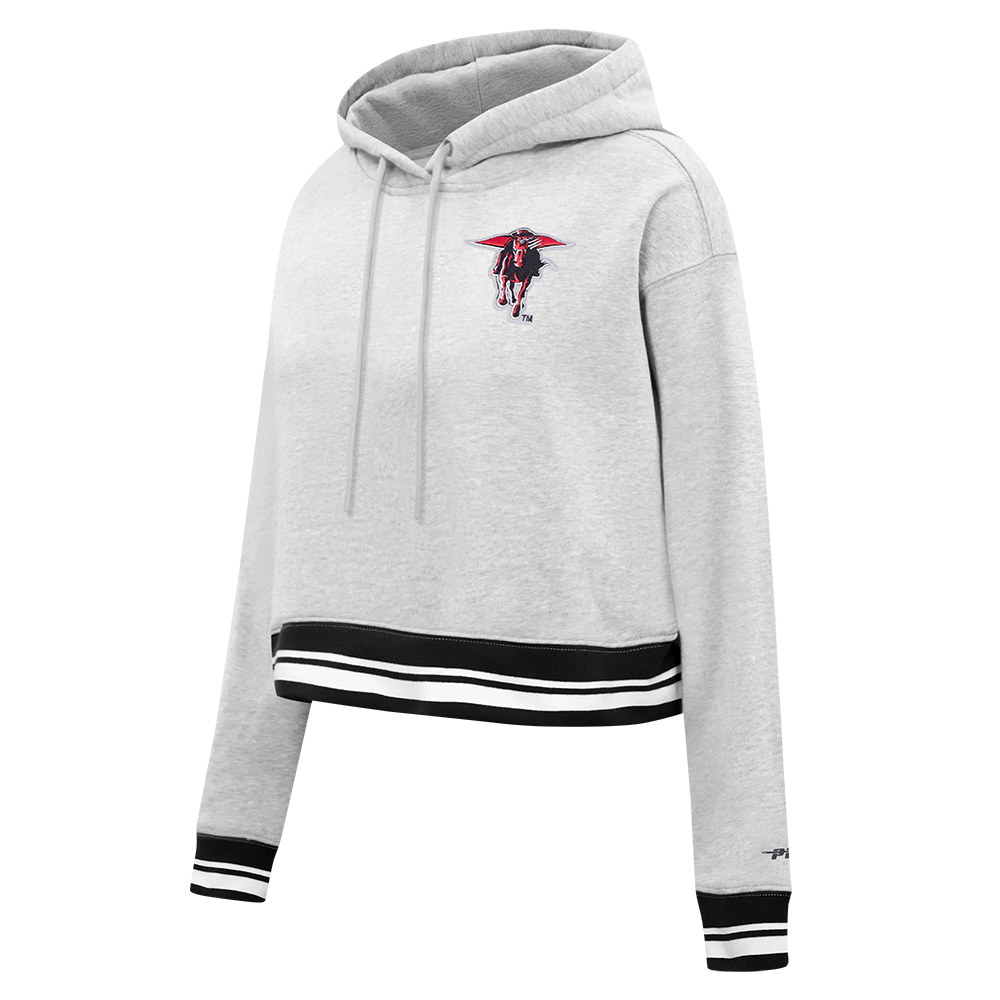 COLLEGE TEXAS TECH UNIVERSITY CLASSIC WOMEN'S RIB FLC PO HOODIE (HEATHER GRAY/BLACK)