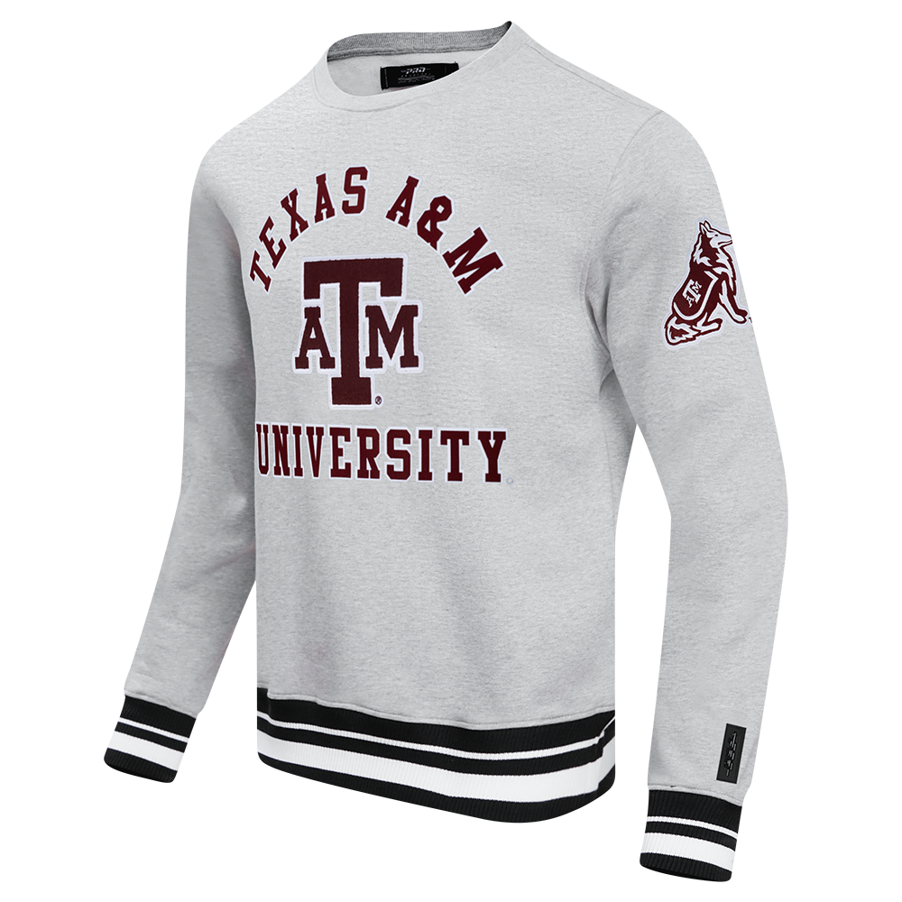 TEXAS A&M UNIVERSITY CLASSIC MEN'S STACKED LOGO CREWNECK (HEATHER GRAY/BLACK)